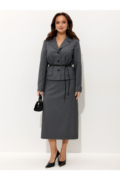 Жакет, юбка Liona Style 962 серый-меланж - фото 4