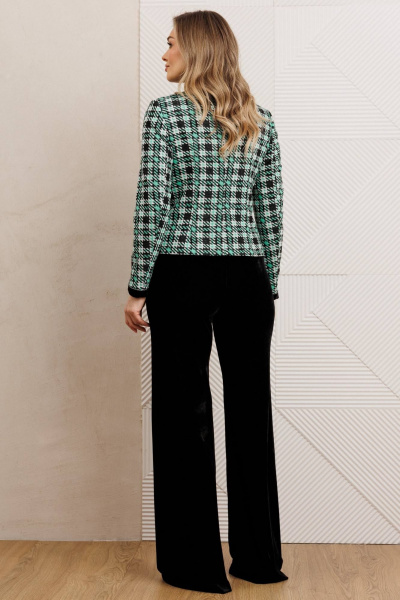 Брюки, жакет Мода Юрс 25-2950 черный_зеленый - фото 6