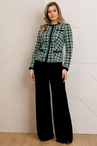 Брюки, жакет Мода Юрс 25-2950 черный_зеленый - фото 2
