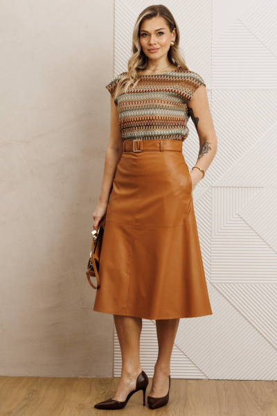 Жакет, топ, юбка Мода Юрс 25-2850 рыжий - фото 8