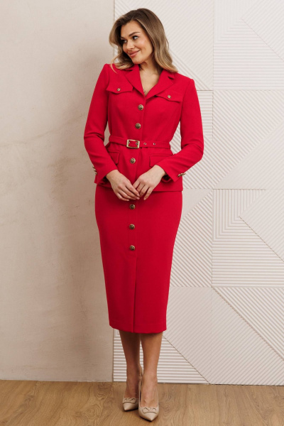 Жакет, юбка Мода Юрс 25-2935 красный - фото 1