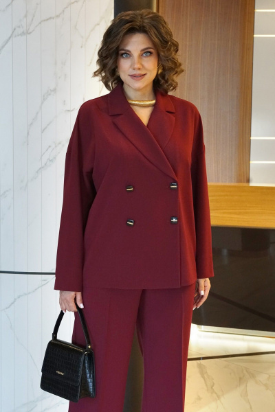 Брюки, жакет Alani Collection 2437 бордо - фото 3