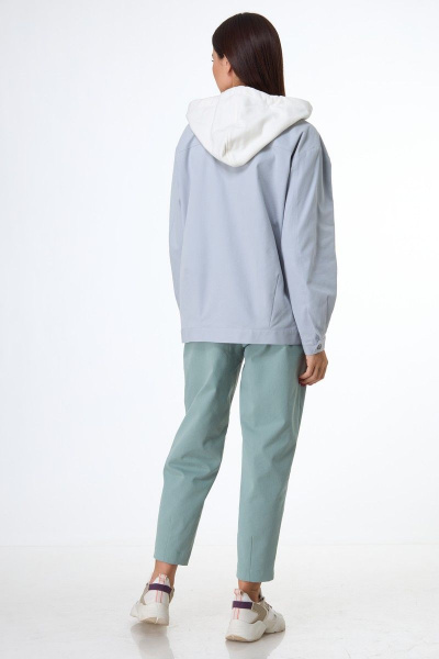 Голубой джинсовый жакет с рельефными швами и петлями Anelli 1042 циркон - фото 4