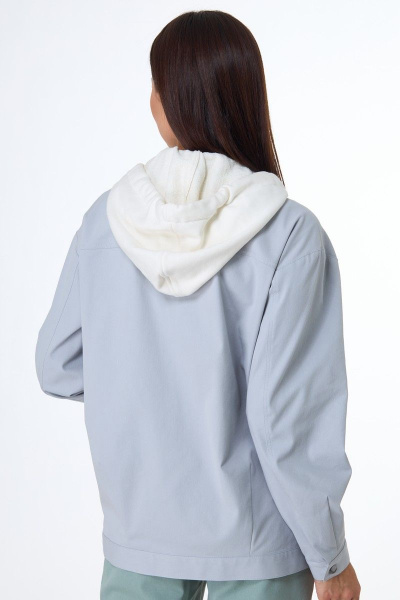 Голубой джинсовый жакет с рельефными швами и петлями Anelli 1042 циркон - фото 2