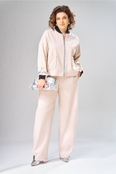 Брюки, бомбер V&N Fashion 1103 бежевый - фото 4