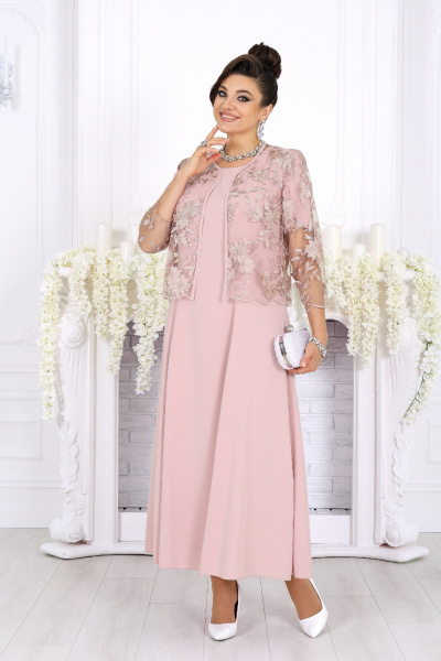 Жакет, платье Ninele 7489 пудровый - фото 6