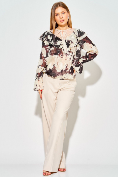 Блуза Laikony L-214 бежево-коричневый - фото 7