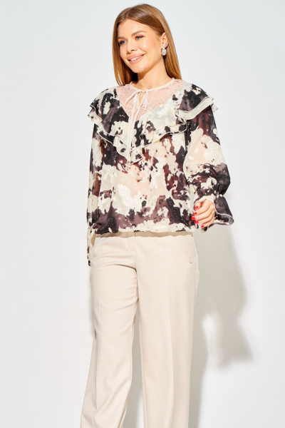 Блуза Laikony L-214 бежево-коричневый - фото 2