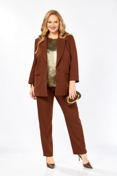 Блуза, брюки, жакет Элль-стиль 2222/3 корица/золото - фото 14