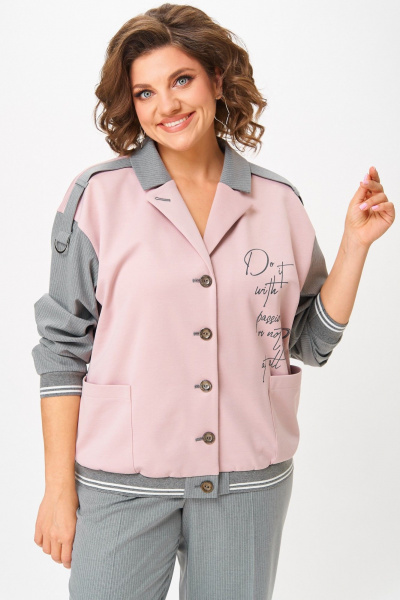 Брюки, бомбер Aira Style 24231 серый-пудра - фото 15