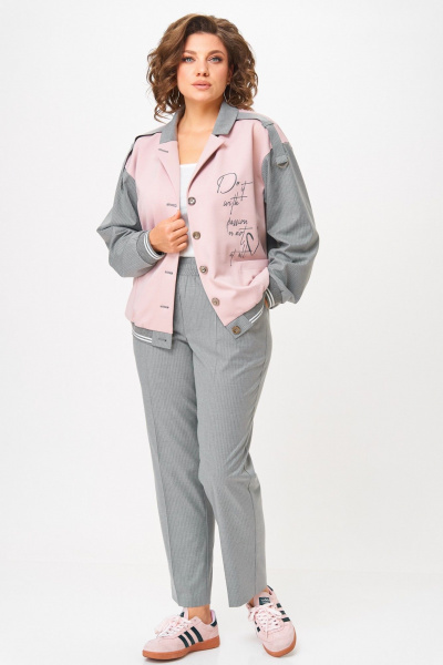 Брюки, бомбер Aira Style 24231 серый-пудра - фото 10
