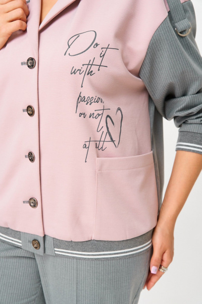 Брюки, бомбер Aira Style 24231 серый-пудра - фото 9