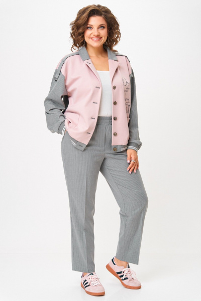 Брюки, бомбер Aira Style 24231 серый-пудра - фото 7