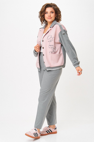 Брюки, бомбер Aira Style 24231 серый-пудра - фото 5