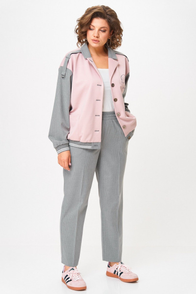 Брюки, бомбер Aira Style 24231 серый-пудра - фото 3