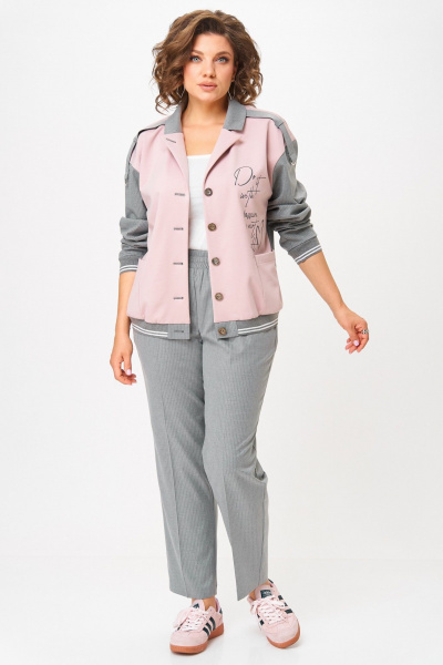 Брюки, бомбер Aira Style 24231 серый-пудра - фото 2