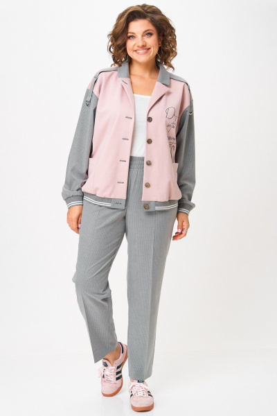 Брюки, бомбер Aira Style 24231 серый-пудра - фото 1
