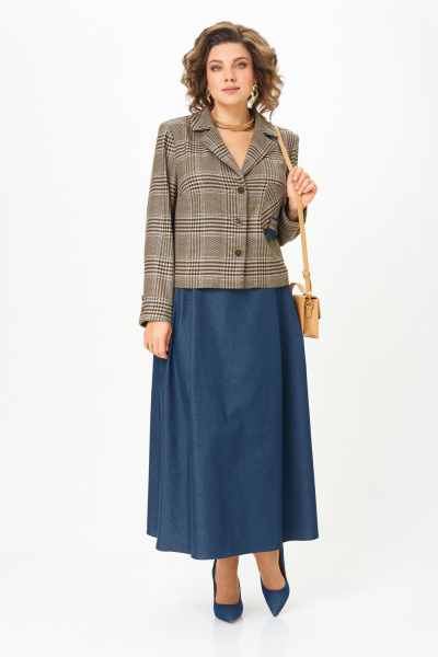 Жакет, юбка Aira Style 24-17А сине-бежевый - фото 12