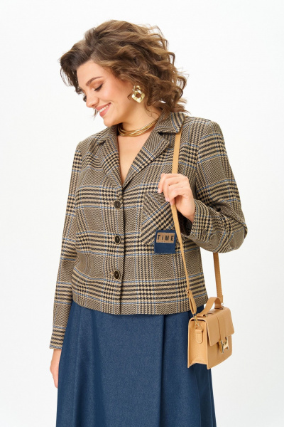 Жакет, юбка Aira Style 24-17А сине-бежевый - фото 8