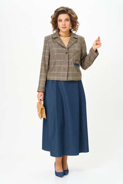 Жакет, юбка Aira Style 24-17А сине-бежевый - фото 6