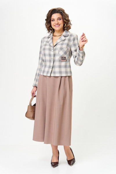 Жакет, юбка Aira Style 24-17А бежевый - фото 11