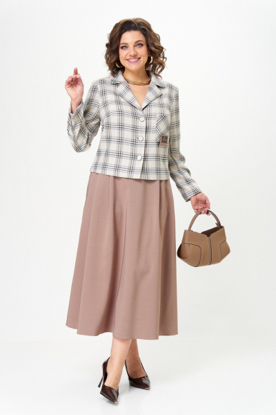 Жакет, юбка Aira Style 24-17А бежевый - фото 10