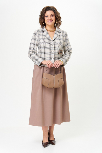 Жакет, юбка Aira Style 24-17А бежевый - фото 8