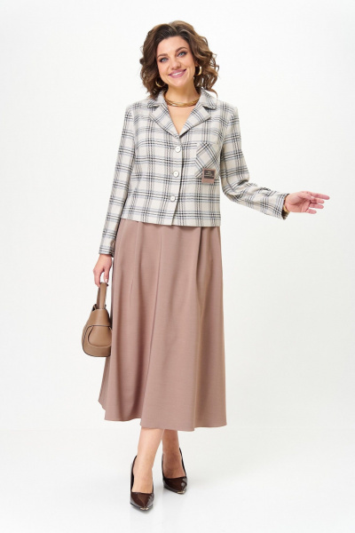 Жакет, юбка Aira Style 24-17А бежевый - фото 7