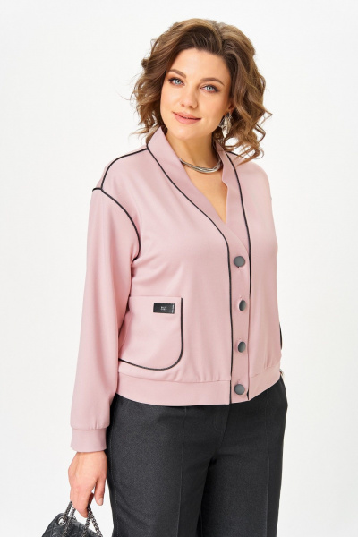 Брюки, кардиган Aira Style 24247 пудра-графит - фото 7