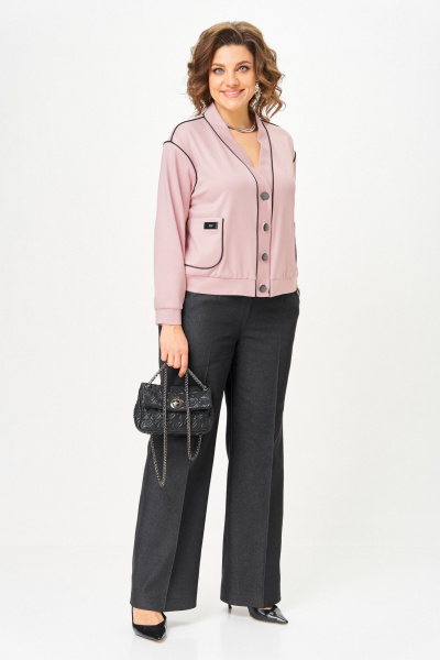 Брюки, кардиган Aira Style 24247 пудра-графит - фото 6