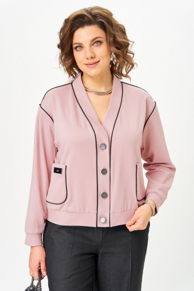 Брюки, кардиган Aira Style 24247 пудра-графит - фото 3