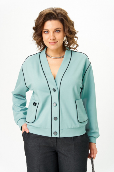 Брюки, кардиган Aira Style 24247 мята-графит - фото 9