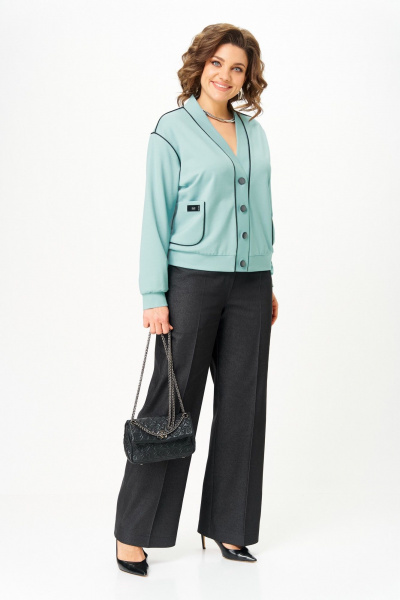 Брюки, кардиган Aira Style 24247 мята-графит - фото 6