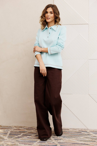 Брюки, джемпер Gizart 5415 голубой, шоколадный джинс - фото 4