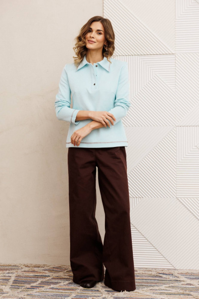 Брюки, джемпер Gizart 5415 голубой, шоколадный джинс - фото 3