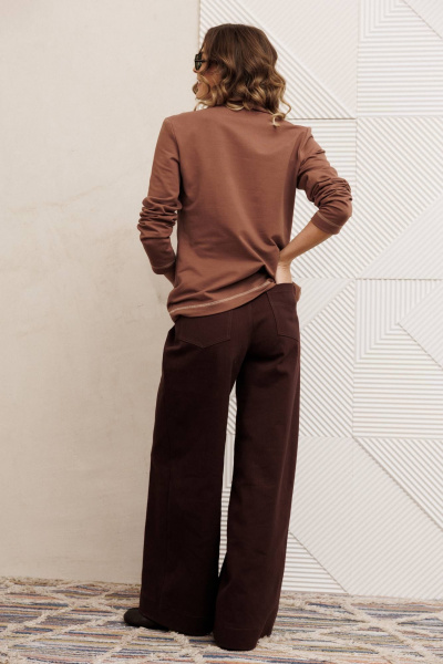 Брюки, джемпер Gizart 5415 мокко мусс, шоколадный джинс - фото 7