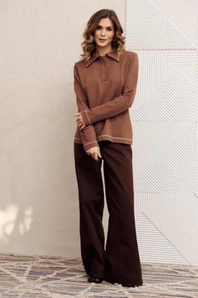 Брюки, джемпер Gizart 5415 мокко мусс, шоколадный джинс - фото 1