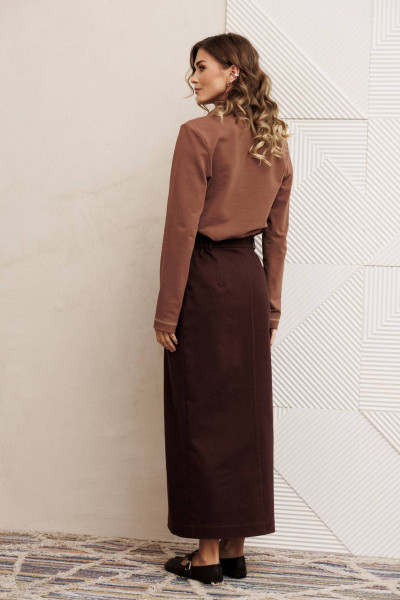 Джемпер, юбка Gizart 5425 мокко мусс, шоколадный джинс - фото 5