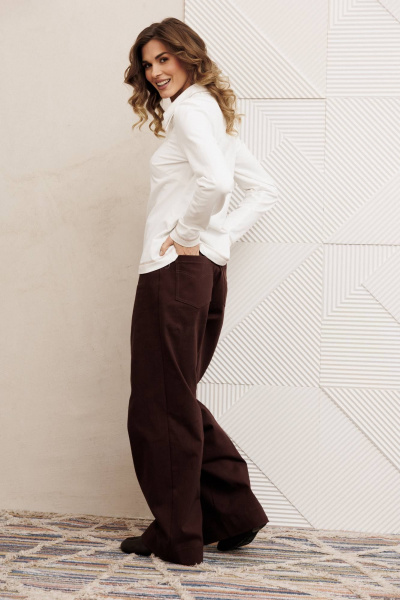 Джемпер, юбка Gizart 5425 молочный, шоколадный джинс - фото 5