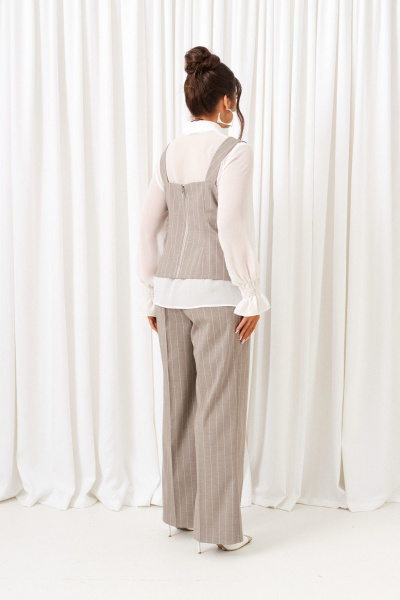 Блуза, брюки, жилет Beautiful&Free 6417 полоска_песочная - фото 6