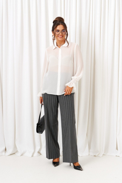 Блуза, брюки, жилет Beautiful&Free 6417 полоска_серая - фото 7