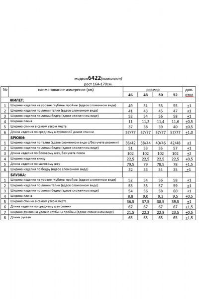 Блуза, брюки, жилет Beautiful&Free 6422 полоска_серая - фото 13