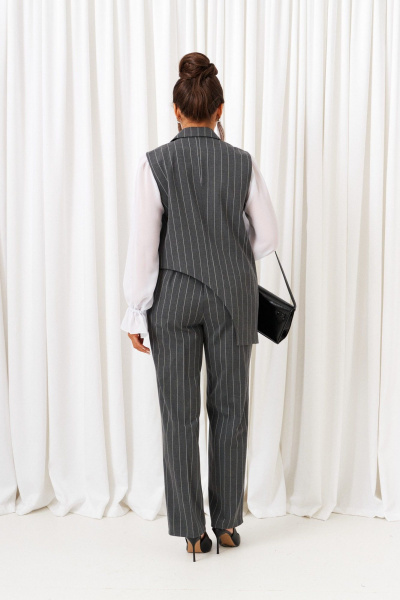 Блуза, брюки, жилет Beautiful&Free 6422 полоска_серая - фото 9
