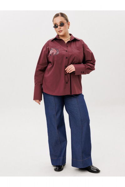 Рубашка AVA fashion М-167 бордовый - фото 2