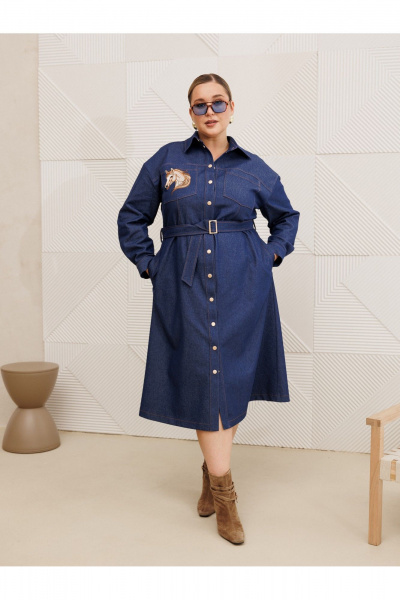 Платье AVA fashion М-174 синий - фото 10