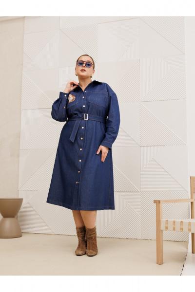 Платье AVA fashion М-174 синий - фото 9