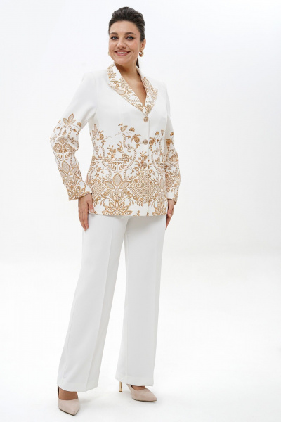 Брюки, жакет Alani Collection 2496 молоко-золото - фото 3