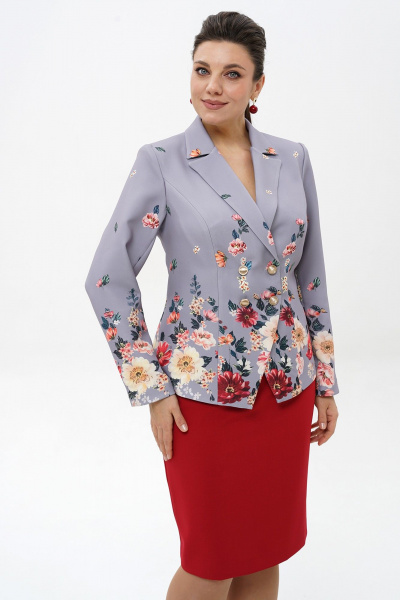 Жакет, юбка Alani Collection 2498 голубой-красный - фото 6