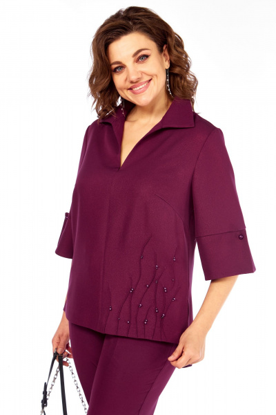 Блуза, брюки Ольга Стиль С-987 бургунди - фото 6