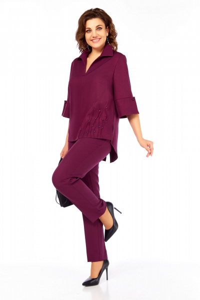 Блуза, брюки Ольга Стиль С-987 бургунди - фото 5
